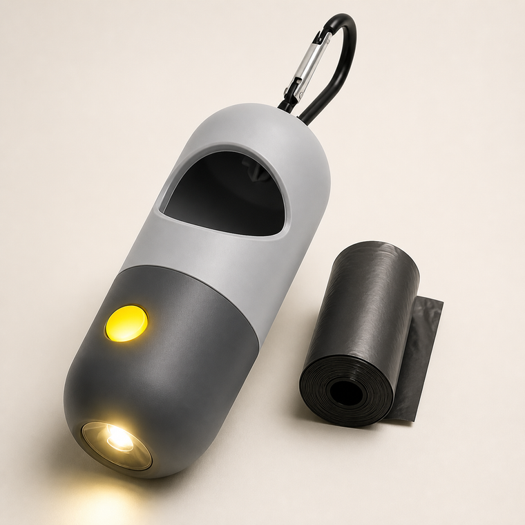 Distributeur de sacs VYKORO BagPod gris noir avec LED et rouleau inclus