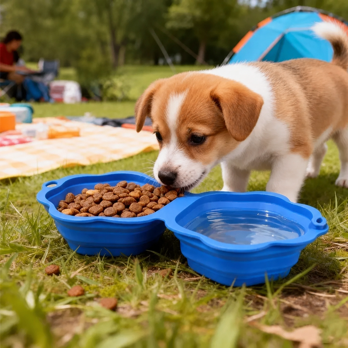 VYKORO TravelBowl™ — gamelle pliable double pour chien en voyage